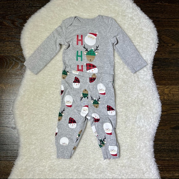 NWOT Just One You by Carters Gray Ho Ho Ho Christmas Body Suit and Pants Set - Picture 2 of 12